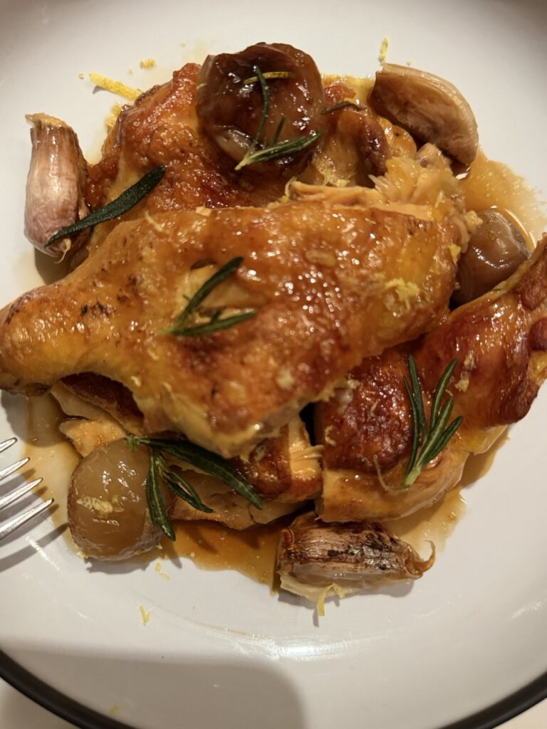 The famous roasted chicken served at Bayfare Social restaurant, Hong Kong.