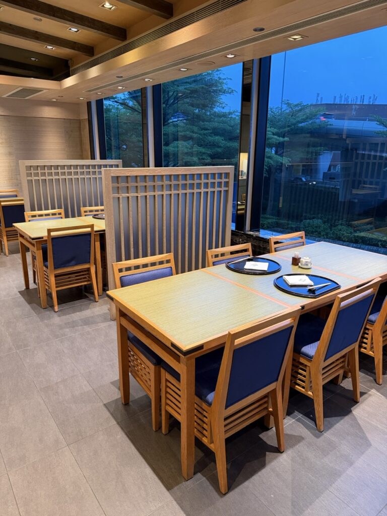 Simple, elegant decor at the Sagano restaurant in the New World Millennium Hong Kong Hotel, Hong Kong.