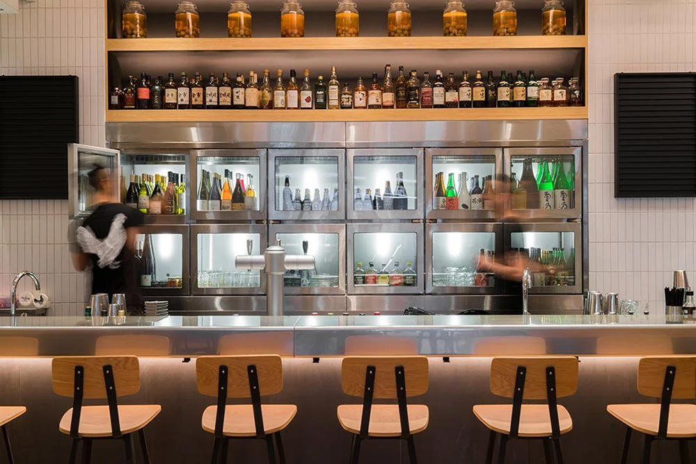 The modern bar at Yardbird, Hong Kong.