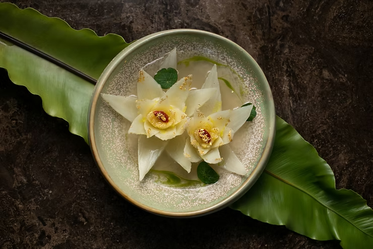 A Lotus Pond dish at Madame Fu restaurant, Hong Kong.